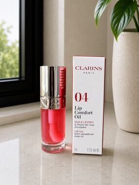 $32 New Clarins Lip Comfort Oil 04 Pitaya Hydrating Plumping Lip Oil